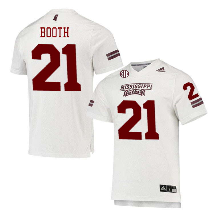 Men #21 Davon Booth Mississippi State Bulldogs College Football Jerseys Stitched-White